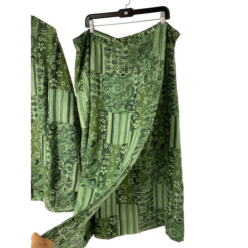Women’s Judith Hart 2 Piece Skirt Set Green Size 22W 5467 Asian Theme Wrap - Picture 6 of 10